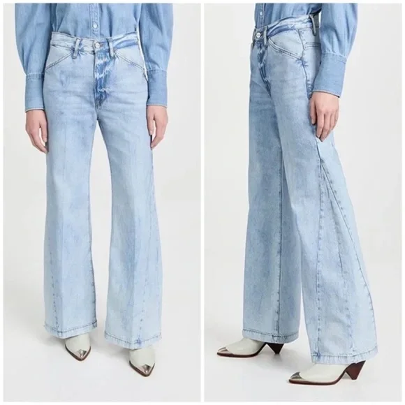 NWT Frame Le Baggy Palazzo jeans Natoma Clean 23 - Picture 3 of 9